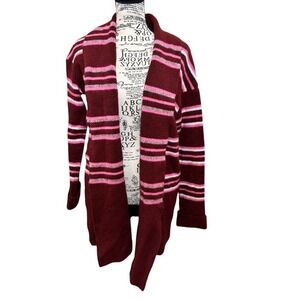 NVLT Burgundy and Pink Striped Cardigan